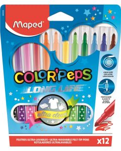 Flamastry Maped COLORPEPS, pisaki kolorowe, trójkątny uchwyt, 12 kolorów