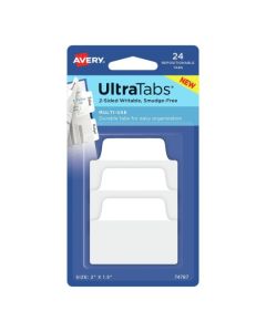 Ultra Tabs - samoprzylepne zakładki indeksujące, białe, 50,8x38, 24 szt., Avery Zweckform 74787