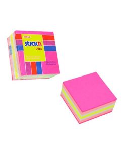 Karteczki samoprzylepne, kostka 51x51mm, różowa - mix neon i pastel