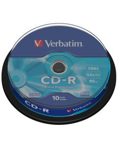 Płyty VERBATIM, płyta CD-R cake box 10, 700MB 52x, ekstra ochrona