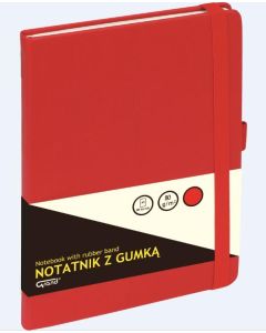 Notatnik z gumką A6 czerwony kratka 150-1401 GRAND