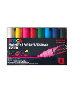 Markery z tuszem pigmentowym PC-8K komplet 8 sztuk POSCA UNPC8K/8C