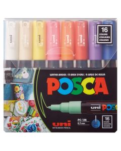 Markery z tuszem pigmentowym PC-1M, komplet 16 sztuk POSCA UNPC1M/16C