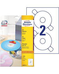 Etykiety samoprzylepne, naklejki papierowe na płyty CD, A4, 25 ark, ø117mm, białe