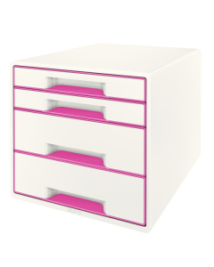 Pojemnik z 4 szufladami LEITZ WOW biało-różowy 52132023