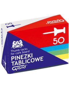 Pinezki tablicowe, do tablicy korkowej lub tekstylnej, 50 szt kolorowe