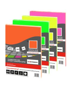 Fluorescencyjne etykiety samoprzylepne A4 białe 25 arkuszy Emerson ETOKBIA001x025x010