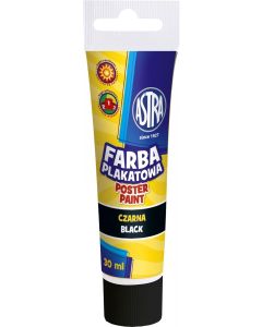 Farby plakatowe Astra, szkolne farby w tubce 30ml, czarna