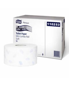 Papier toaletowy Tork 110253, papier toaletowy jumbo, 2 warstwowy, biały, 170m, 12 rolek/op. system T2,