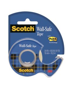 Taśma klejąca SCOTCH_ Wall-Safe, bezpieczna dla ścian, na podajniku, 19mm, 16,5m, transparentna