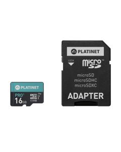Karta pamięci Micro SDhc + adapter 16GB class10 UIII 90MB/s Platinet PMMSD16UI