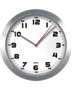 Zegar ścienny aluminiowy 29,5cm srebrny z białą tarczą MPM E01.2482.7000
