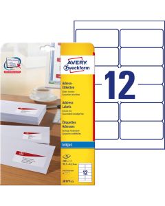 Etykiety samoprzylepne A4, adresowe etykiety wysyłkowe Avery Zweckform, 25 ark, 99,1x42,3mm, białe