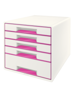 Pojemnik z 5 szufladami LEITZ WOW biało-różowy 52142023