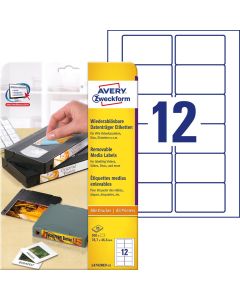 Etykiety samoprzylepne, papierowe, na kasety wideo, A4, 25 ark, 78,7x46,6 mm, białe, usuwalne