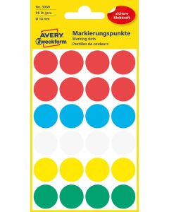 Kółka do zaznaczania mix kolorów 3089 Q18 4ark Avery Zweckform