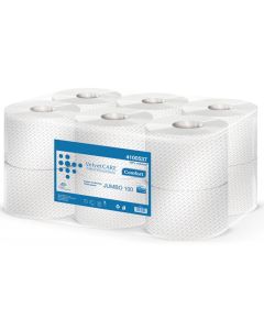 Papier toaletowy celuloza, 2 warstwy, biały, 100m - 800 listków (12szt) VELVET PROFESSIONAL JUMBO 4100537
