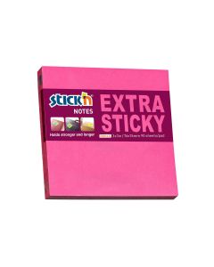 Karteczki samoprzylepne Stickn, EXTRA STICKY 76x76mm różowy neon/90 kart.