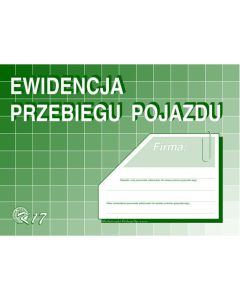 Ewidencja przebiegu pojazdu A5, 32 str, K-17, druki akcydensowe