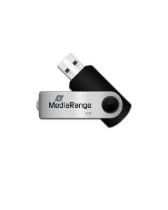 Pamięć Pendrive MediaRange 8GB USB 2.0, obracany, srebrno-czarny, MR908