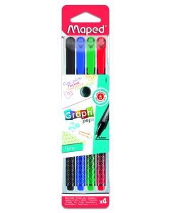 Cienkopis GRAPH PEPS DECO kolory basic 4 szt etui Maped 749020