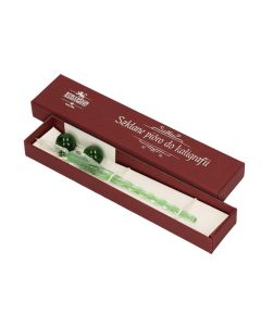Szklane pióro do kaligrafii zielone w pudełku